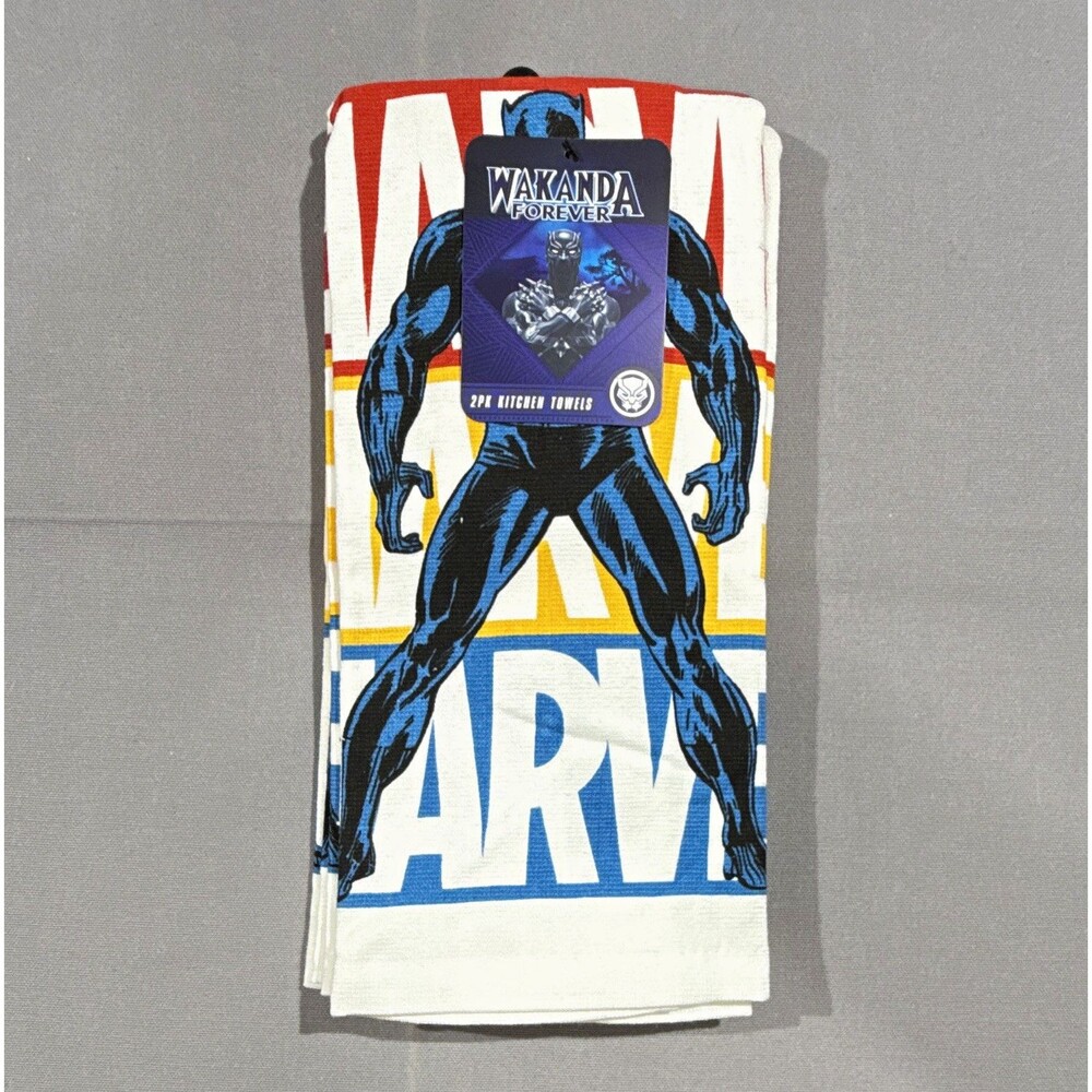 Best Brands Marvel Black Panther Wakanda Forever 2PK Kitchen Towels Cotton